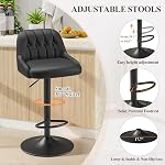 MALOL Bar Stools Set of 2, Swivel Bar Chairs, Modern Adjustable PU Leather Upholstered Barstools Counter Height with Tufted Back for Bar, Kitchen Counter Island, Dining Room, Black