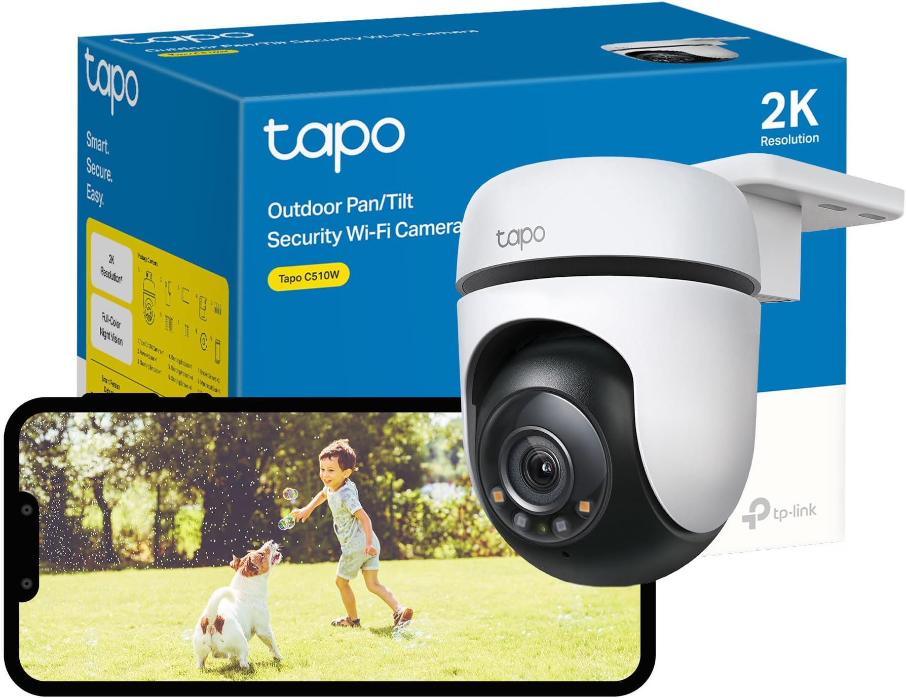 Tapo 1080p Full HD Pan/Tilt Wireless Outdoor Security Camera, 360° Motion Detection, IP65