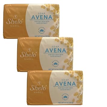 Shelo Nabel Avena Oats Extract Soap for Oily Skin, Natural Extracts, 3.5 oz, Pack of 3