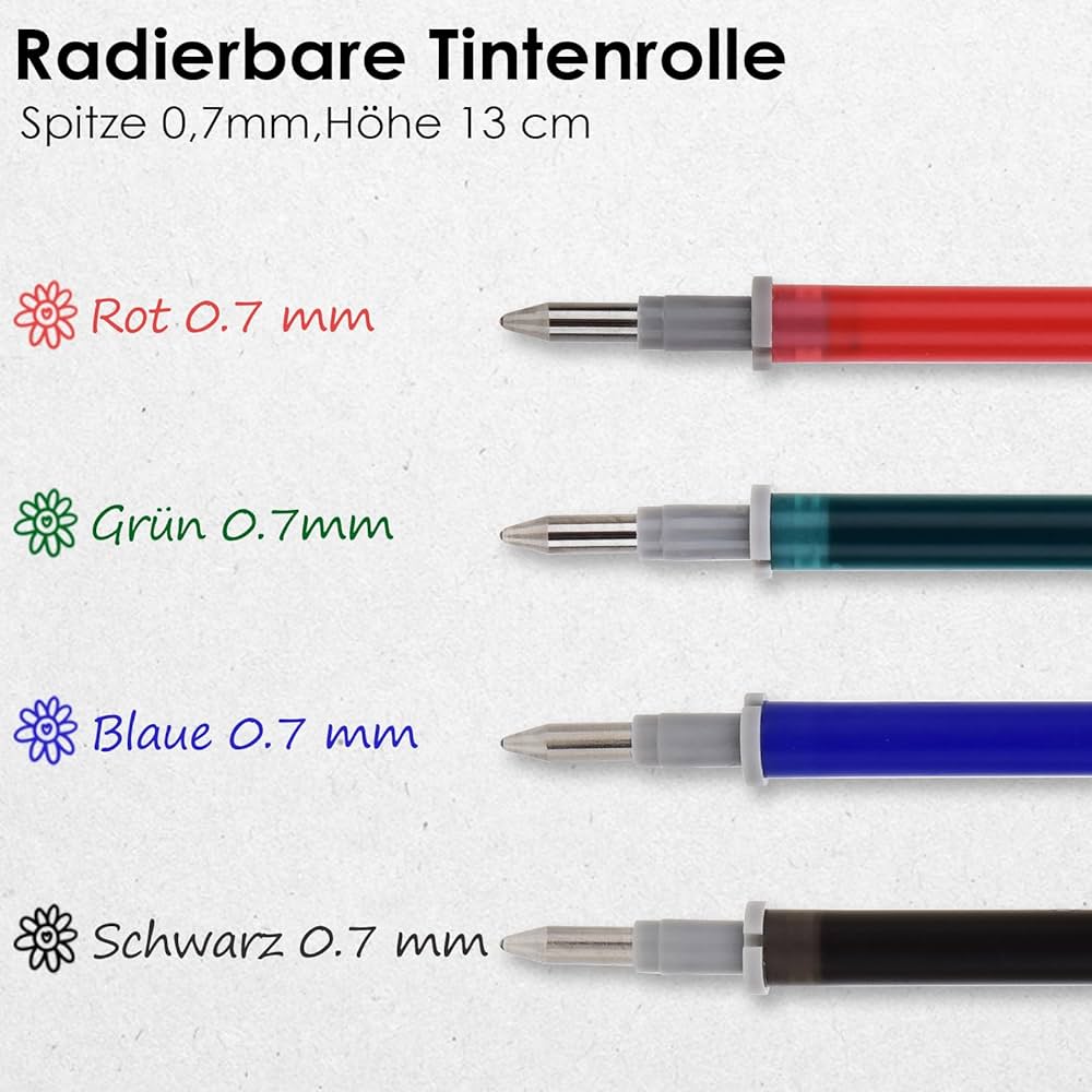 Ricariche Penne Cancellabili - 12 Ricariche Nere Punta 0.7mm Compatibili Con Legami, Facile Cancellazione - Foto 5