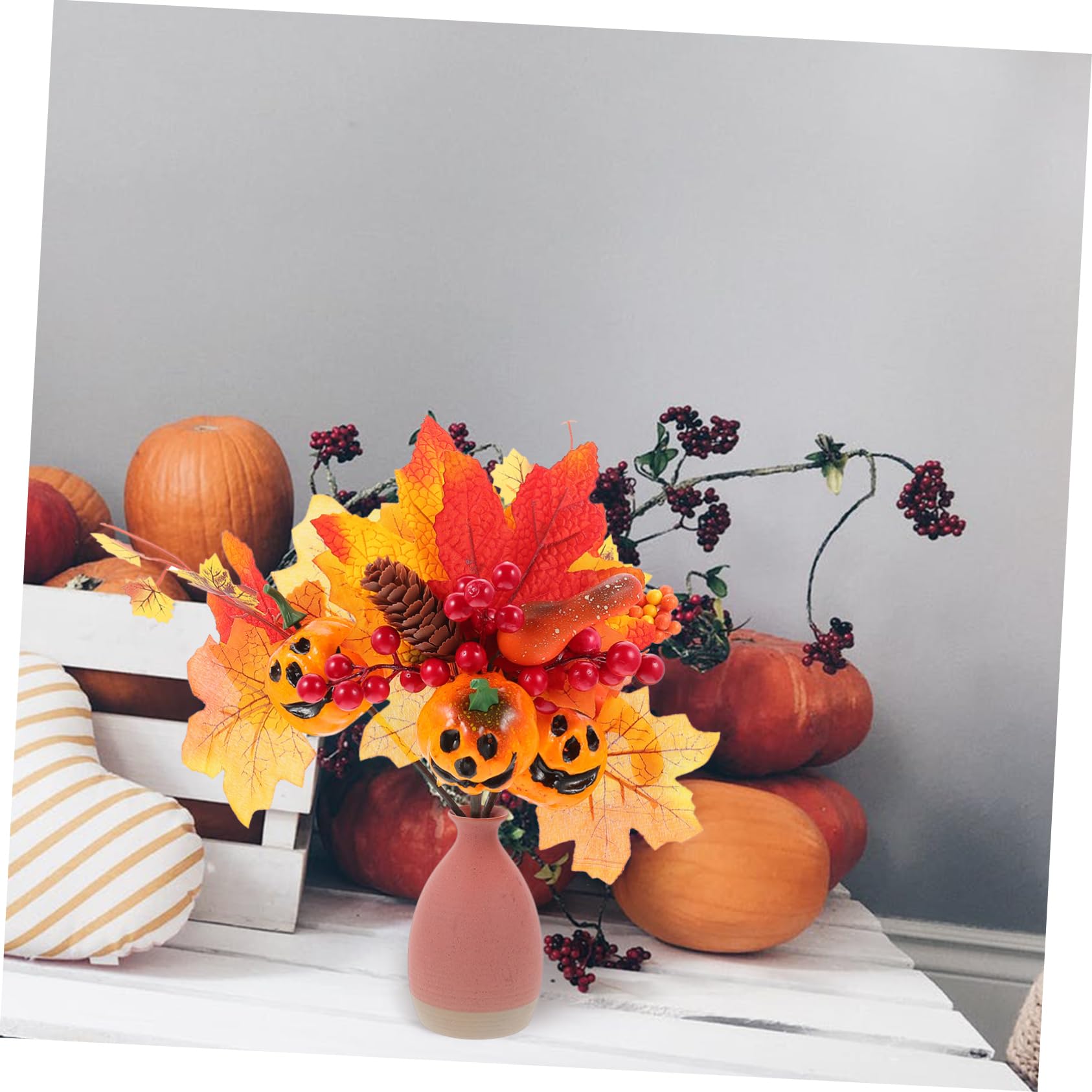 Alipis 5 Sätze Simulation Kürbis Zweige Halloween Dekoration Halloween-Dekoration Trockenblumen Püree Girlande Tischzentrum Gefälschte -Pflanze Plastik Orange 3 Stück * 5
