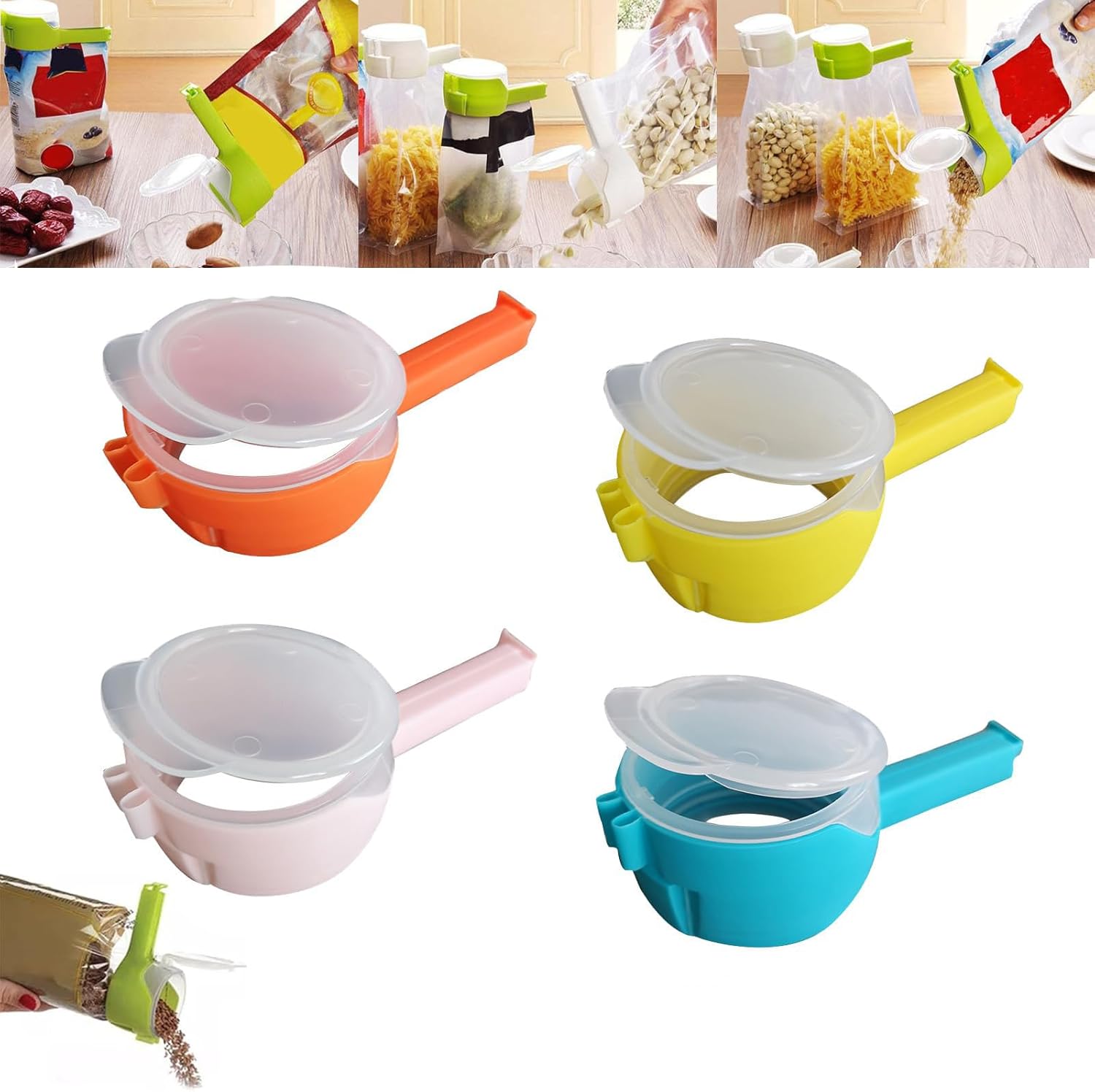 Snack Clips That Pour, Seal and Pour Bag Clip, Food Storage