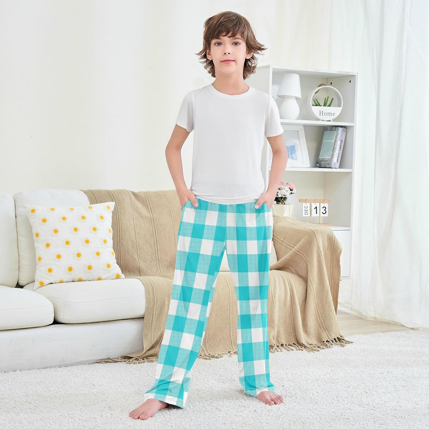 Green White Argyle Plaid Pajama Pants Pajama Bottoms Soft Sleep Pjs Lounge Pants S