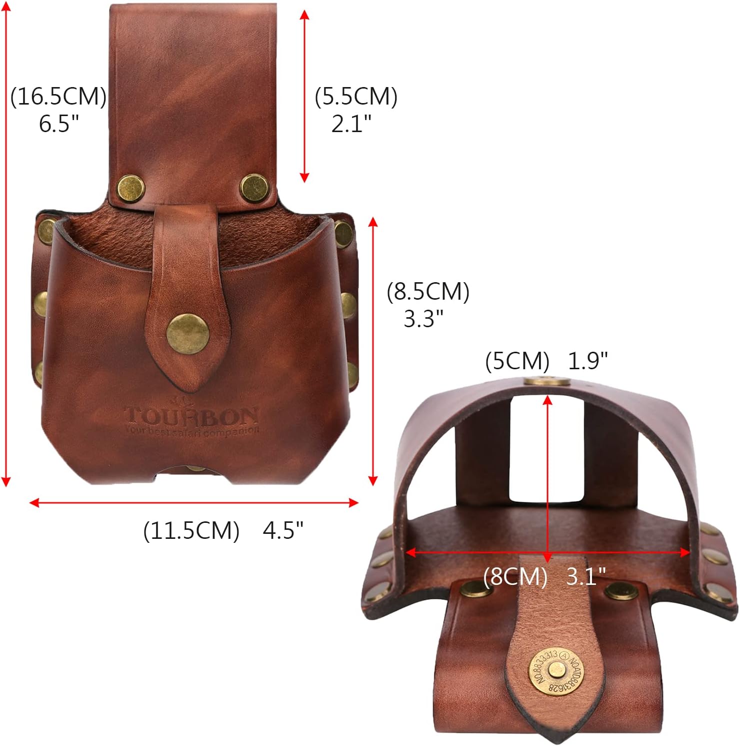 Large Leather Tape Measure Holder Holster for Carpenters – Genuine Leather Tool Pouch Belt Loop, Fits 30ft & Big Tapes, Magnetic Snap, 2 Pack (Brown)