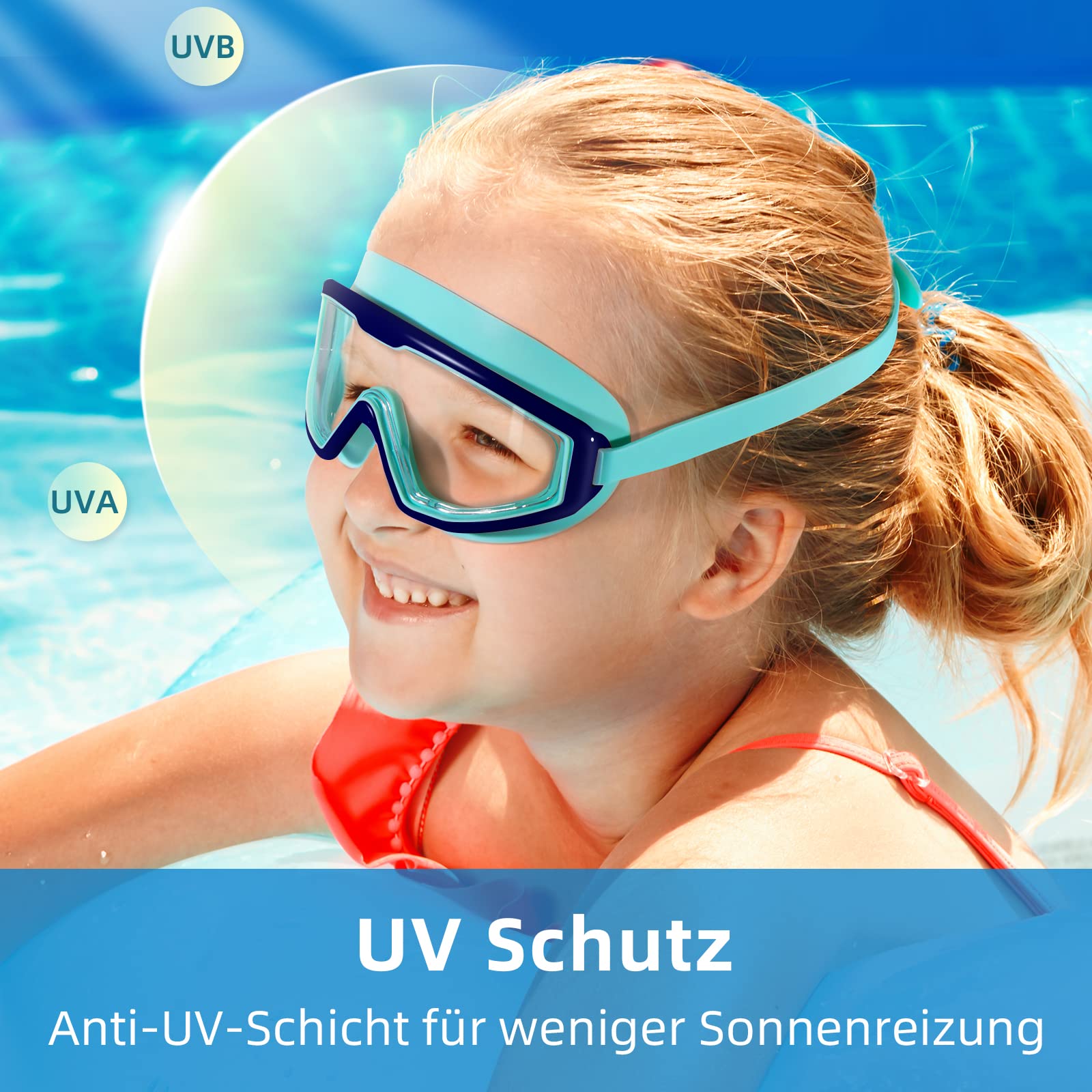 Water Space Taucherbrille Kinder Schwimmbrille Kind Mädchen Junior Jugend Jugendliche 3-14 Jahre Swimming Goggles Schwimmbrillen Schwimmmaske Antibeschlag