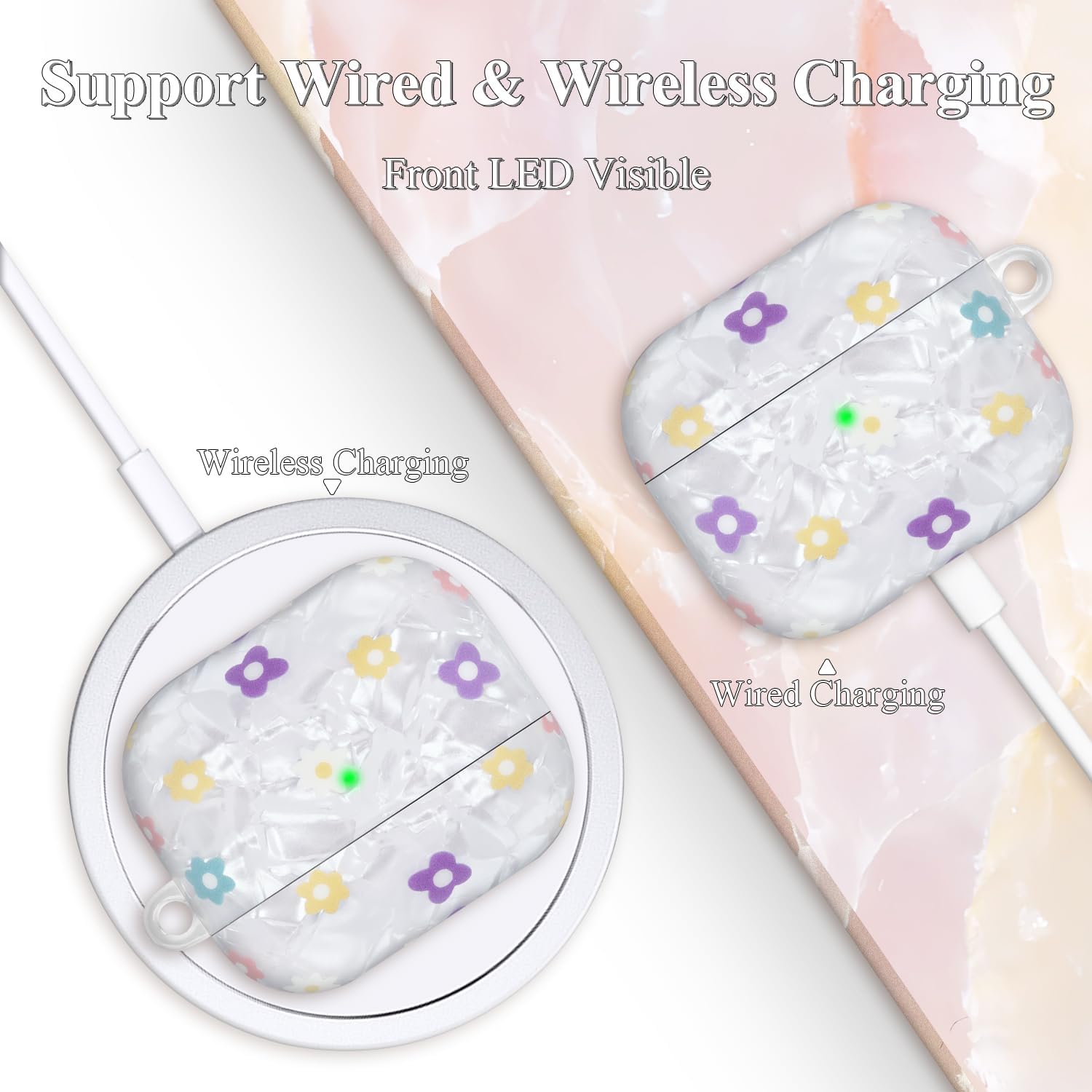 Flower Case for Airpods 4 Lovely Floral Aesthetic Cover Compatible with Air Pods 4st Generation (2024) Case for Girls Women image 5