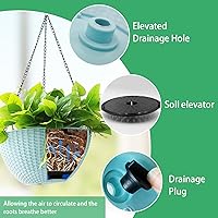 Vista 3 de Macetas colgantes para plantas de exterior de 8/10 pulgadas, paquete de 4 ganchos para plantas de interior con agujeros de drenaje, cesta colgante