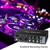 Vista 2 de Asmuse Interfaz de audio USB, tarjeta de sonido profesional de 24 bits/196 kHz, mezclador de audio con puertos XLR/TSR/TS para guitarrista