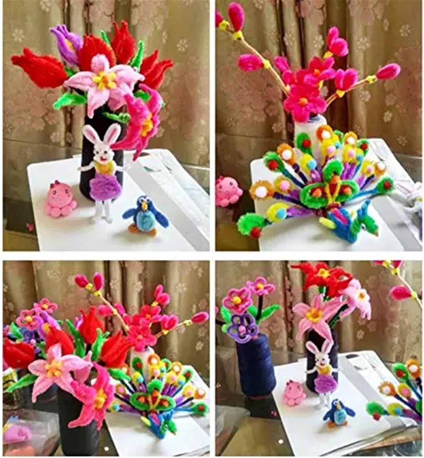 Pipe Cleaners for Craft Pipe Cleaners Craft Chenille Stems with Bumps 100 Piece Multicolour Chenille Stems Handmade DIY Art Craft Material