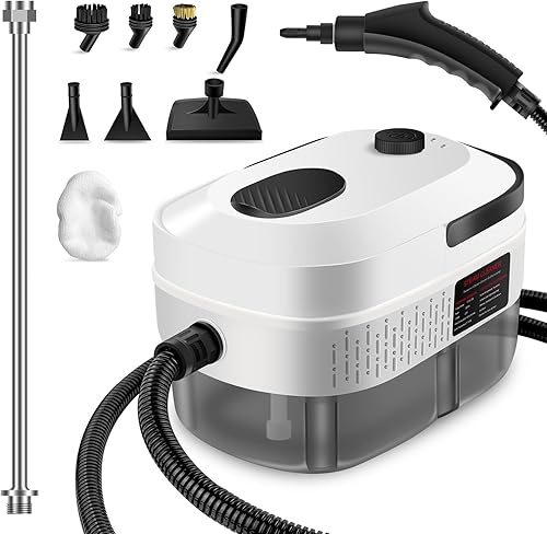 Limpiador de vapor de mano, 2500 W, potente vaporizador multiusos de calentamiento de 15 segundos, temperatura de 3 niveles, vaporizador de limpieza