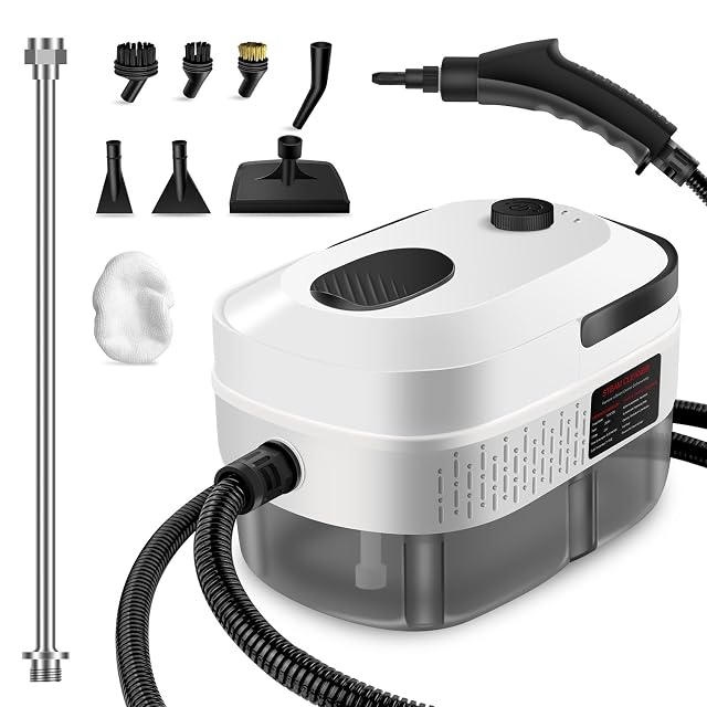 Handheld Steam Cleaner 2500W Powerful 15sec Heat-up Multipurpose Steamer 3-Level Temp 37OZ Pressurized Deep Cleaning Steamer with 10