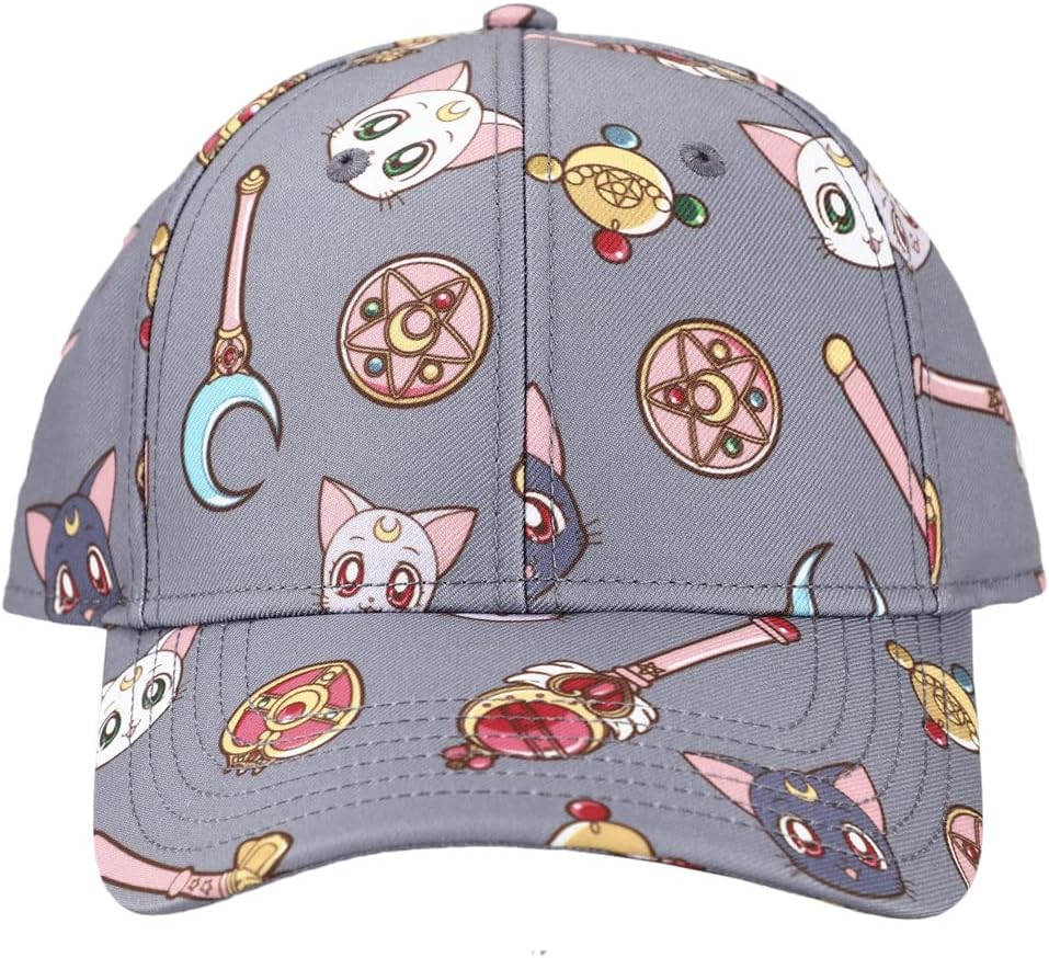 Sailor Moon Cats & Symbols All Over Print Snapback Hat Gray