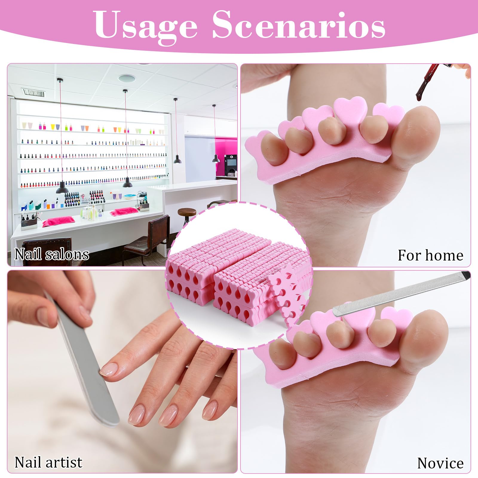 YBEATY 100 Pcs Sponge Toe Separators Premium Pedicure Tool Kit Soft Finger Separators Flexible Toe Divider Spacer for Polishing Pedicure Manicure Coating Gel Painting Nail Art Beauty Accessories - Image 4
