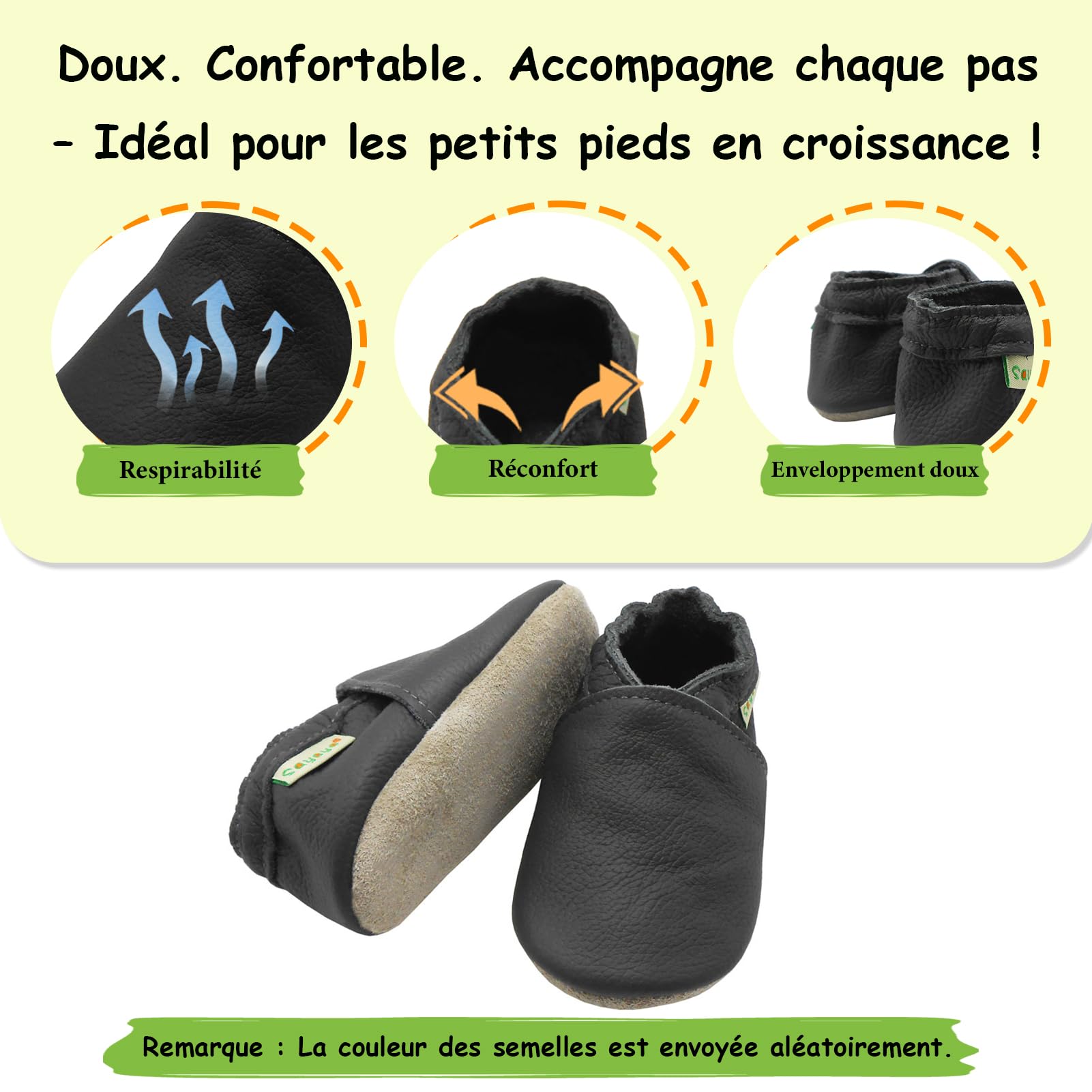 SAYOYO Chausson bébé Chaussure Bebe Garcon Fille Chaussures Cuir Souple Premiers Pas Chaussons Bébé