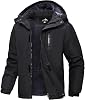 Men's Waterproof Mountain Hiking Jacket Outdoor Warm Fleece Winter Coat with Removable Hood