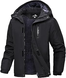 Herren Gefütterte Warm Winterjacke Wasser- und winddichte Outdoorjacke Funktionsjacke mit Abnehmbarer Kapuze