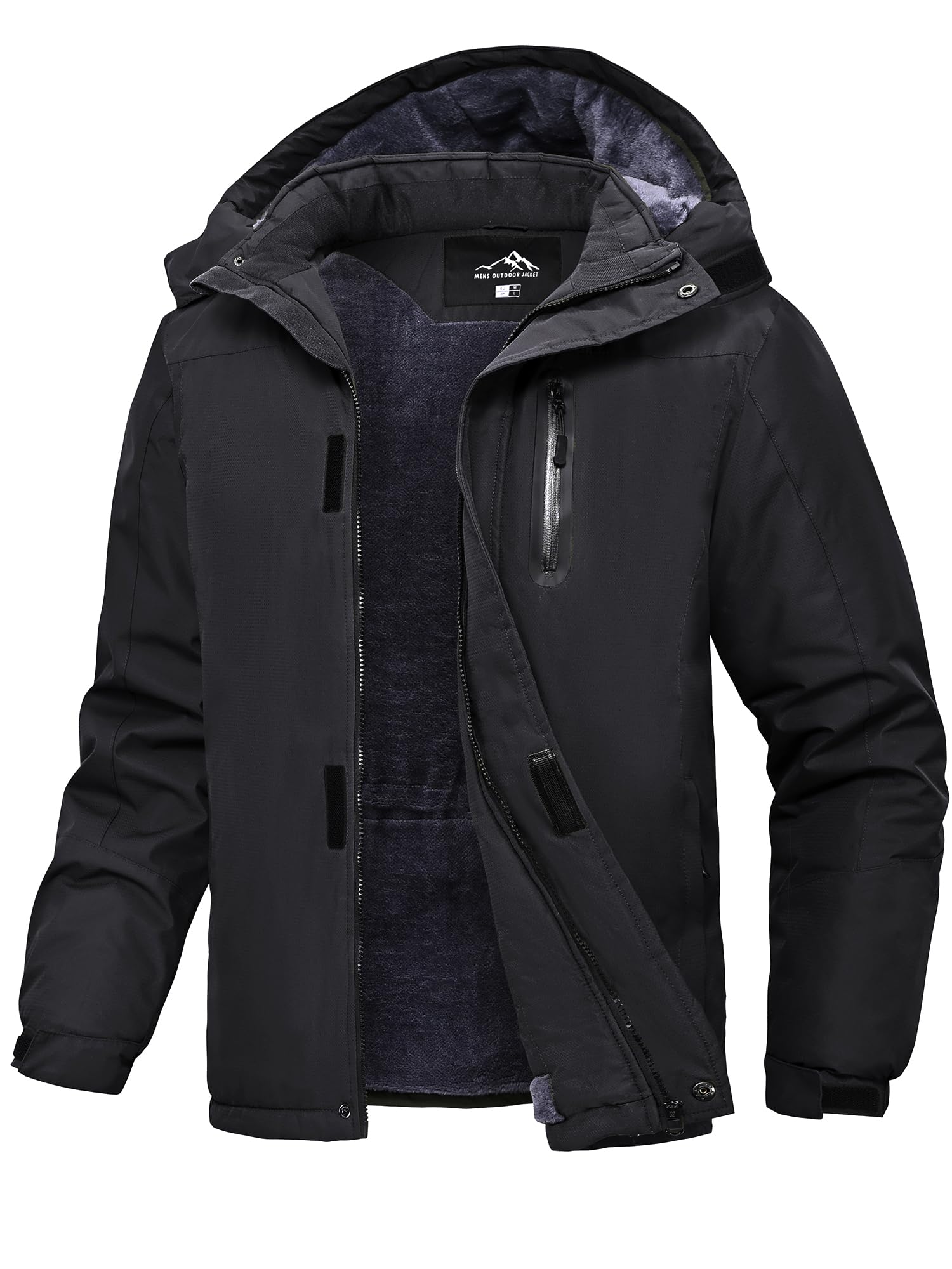 Peakwell Uomo Foderato Giacca Invernale Calda Jacket Impermeabile e Antivento Outdoor Giacchetta Funzionale da Sci con Cappuccio Staccabile