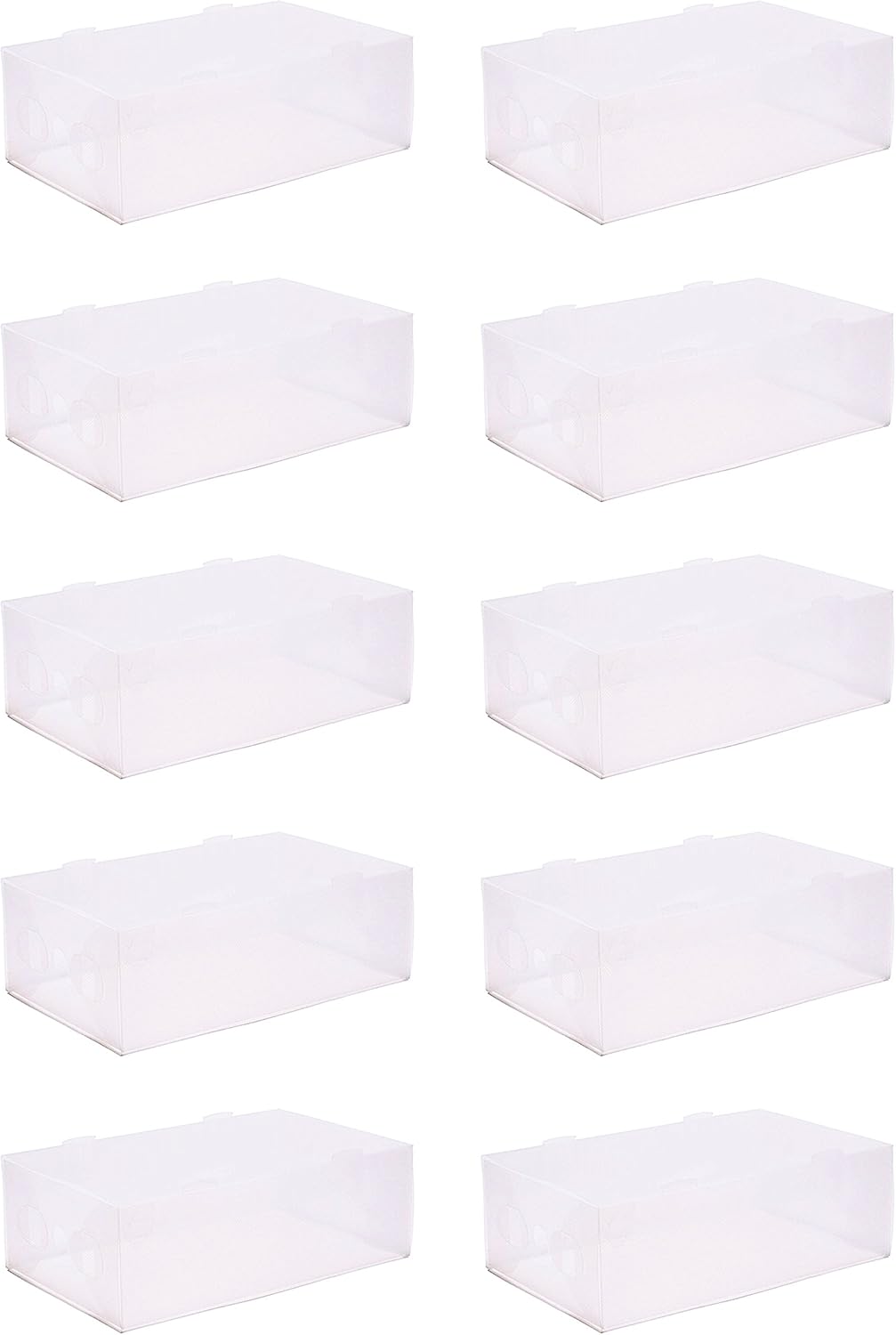 Home Zone 10 Pack of Ladies Clear Shoe Storage Boxes with Slide in/out