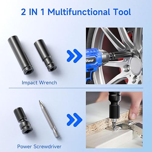 Miniatura 3 de PULITUO Llave de impacto inalámbrica de 12 pulgada, pistola de impacto de energía eléctrica de 20 V, diseño ligero, 2000 in-lbs de alto par, 3600