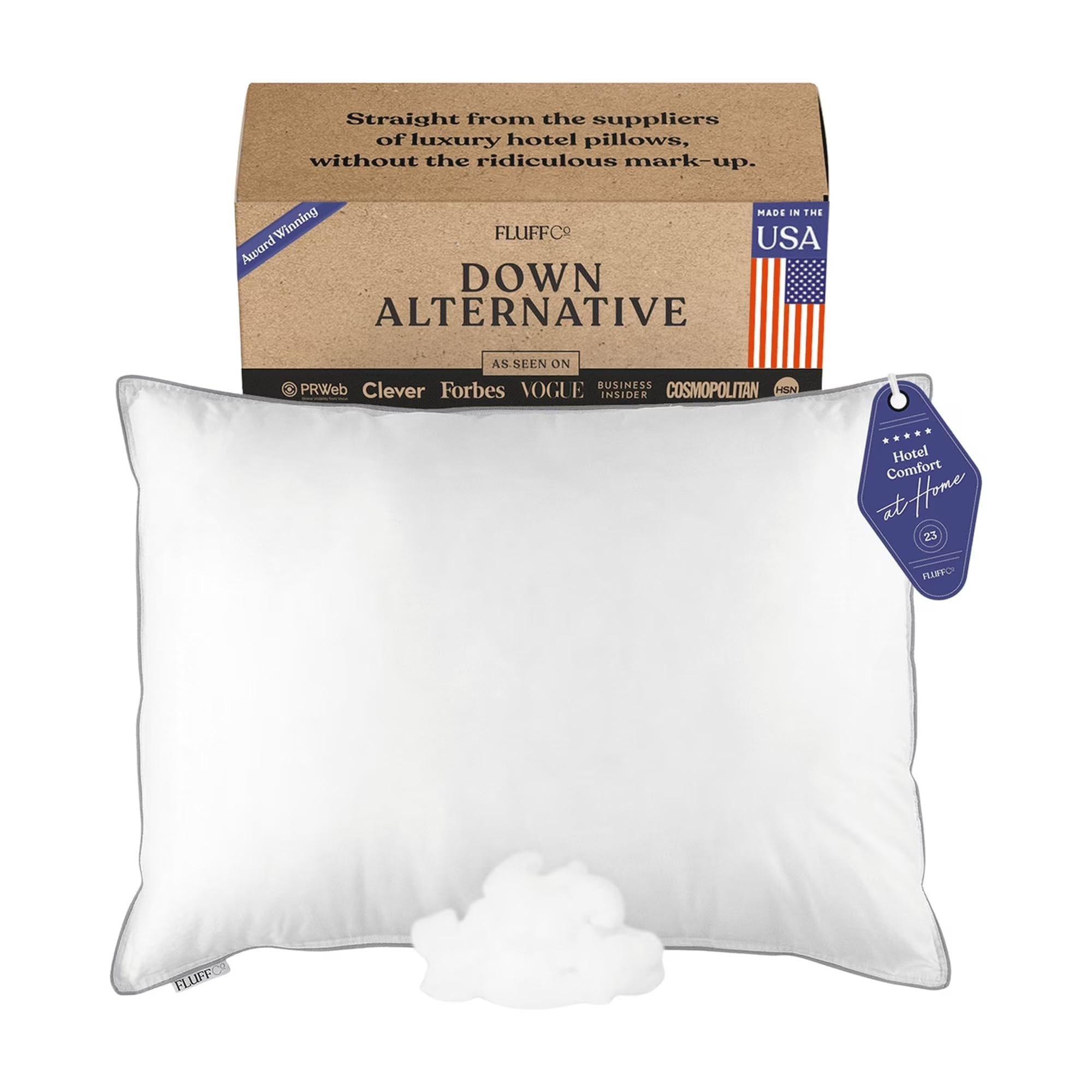 FluffCo Zen Down Alternative Bed Pillows for Sleeping