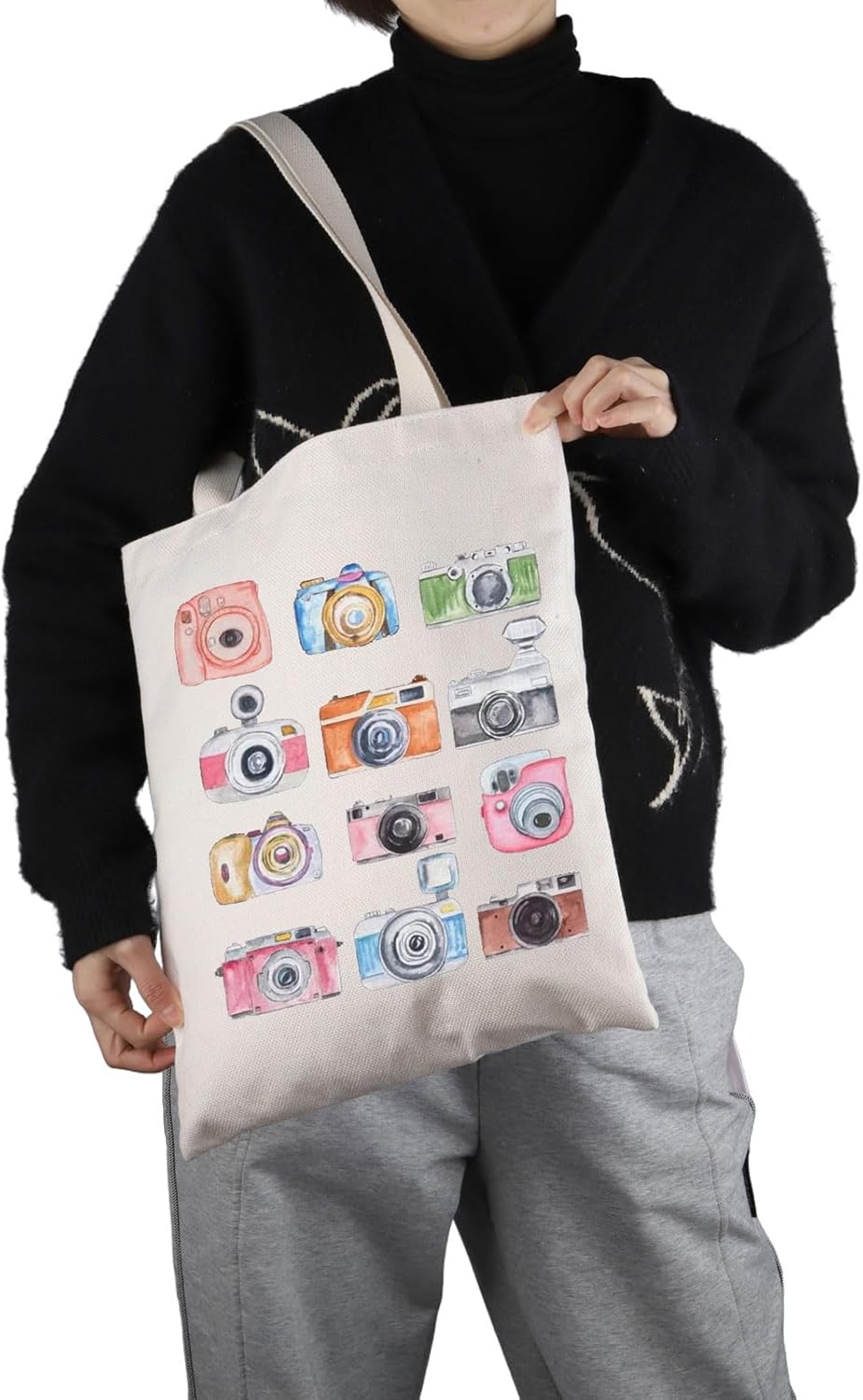 VAMSII Photographer Gift Vintage Cameras Tote Bag Photography Lover Handbag Camera Lover Gift - Image 6