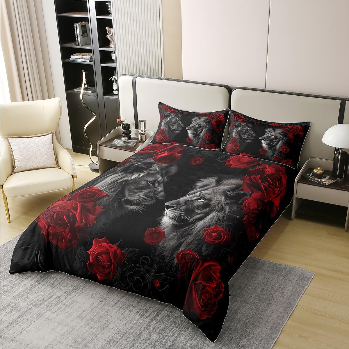 Manfei 100% Cotton Bohemian Duvet Cover,Western Ethnic Tribal Flowers Leaves Comforter Cover(No Filler),Rustic Botanical Plants Boho Exotic Decorative Quilt Cover,3Pcs Full Size