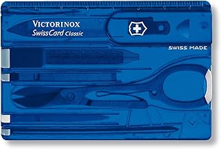 Victorinox SwissCard Classic - 10 Functions, DO-IT-Yourself Champion, Functional Companion That fits a Wallet, Blue - 82 mm.