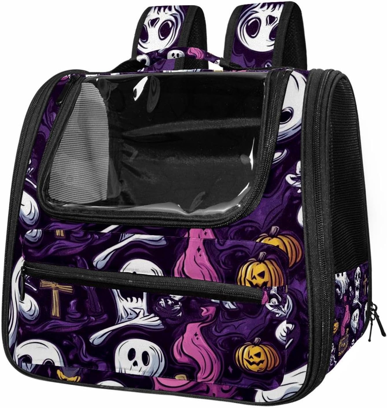 Portable Travel pet Backpack Carrier Hamster Bag Small Dog cat Carrier Breathable Hang Bag, Halloween