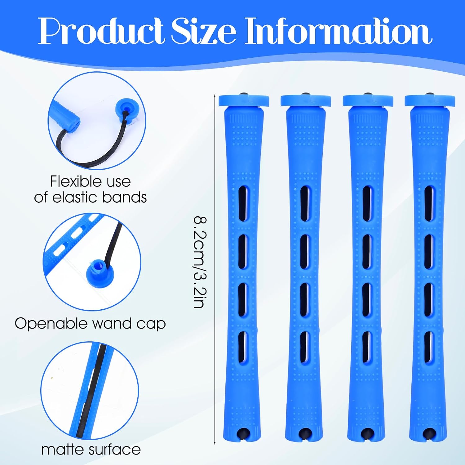 Molain 20 Pcs Perm Rods For Short Hair Small Plastic Hair Perming Rods And Rollers Curling Roller Perm Rod Medium For Long Hairs (Blue, 0.35 Inches)