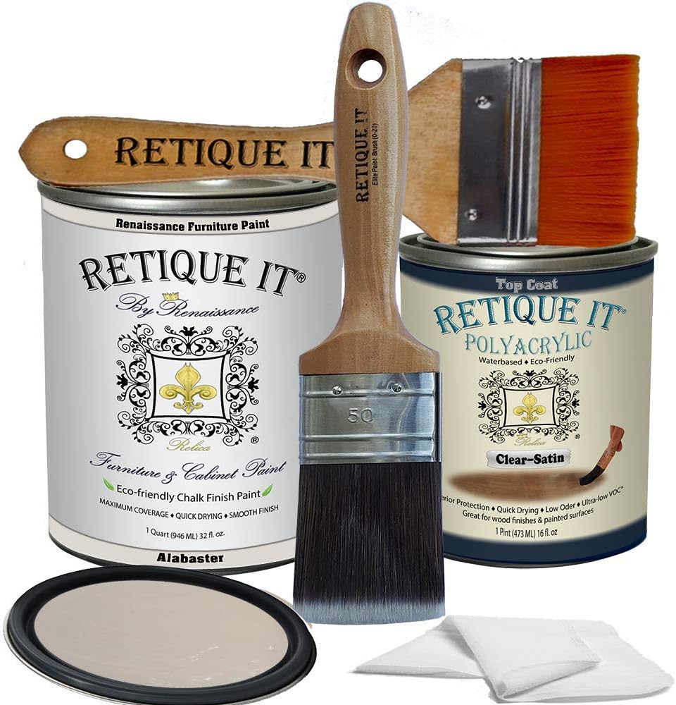 Retique It Chalk Furniture Paint by Renaissance DIY, 6 Piece Set, 11 Alabaster, 32 Ounces