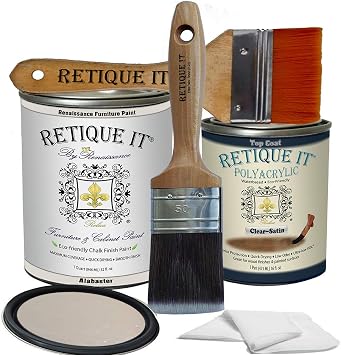 Retique It Chalk Furniture Paint by Renaissance DIY, 6 Piece Set, 11 Alabaster, 32 Ounces