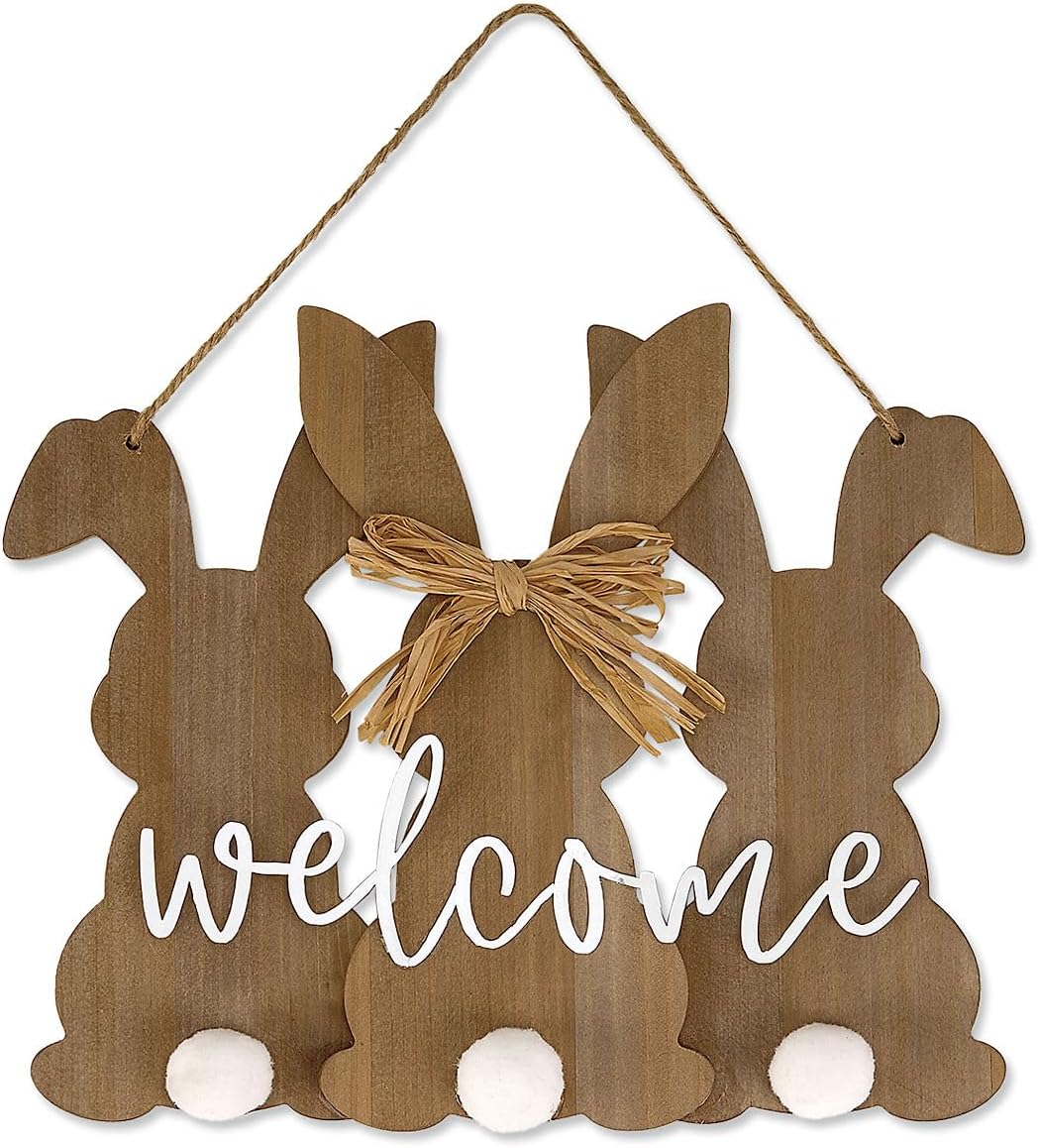 Lillian Vernon Easter Bunnies Hanging Sign - 12" W x 9-1/2"H Wall and Door Decoration