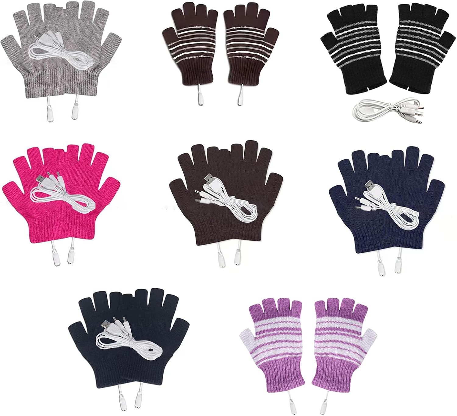 Winter Gloves Warm Women Half Finger Gloves Thick Indoor Typing Gloves USB Electric Heated Convertible Gloves