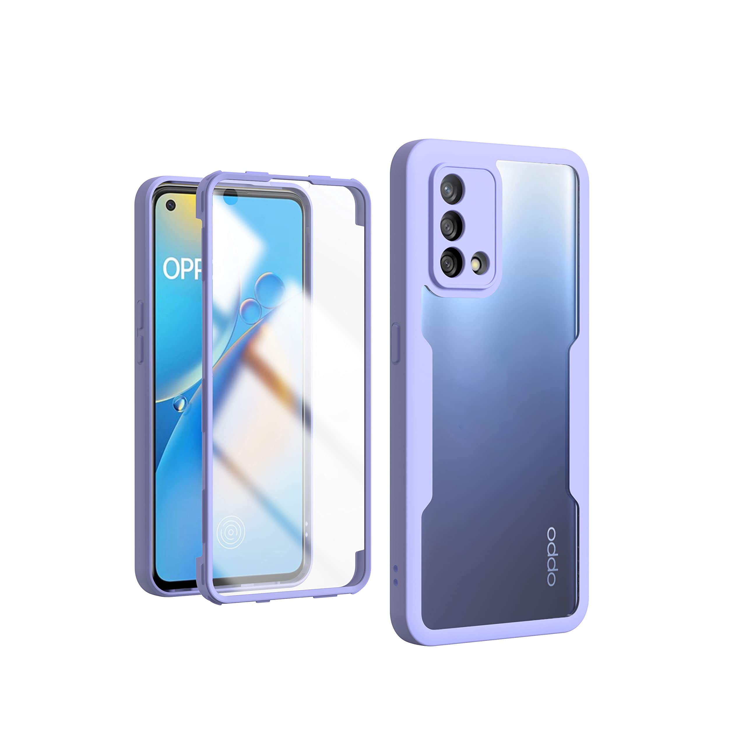 CENHUFO Cover Oppo A74 4G, (Non 5G) 360 Gradi Antiurto con Protezione dello Schermo Integrata Rugged Doppia Faccia Bumper Trasparente Full Body Case