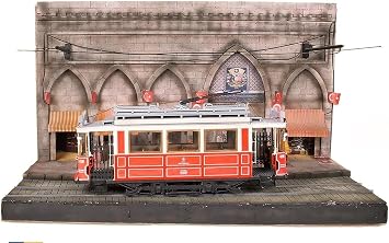 EarthMark Istanbul Trolley Wood and Metal 124 Scale OcCre Model kit 53010 Model with Istanbul Diorama - No Paint
