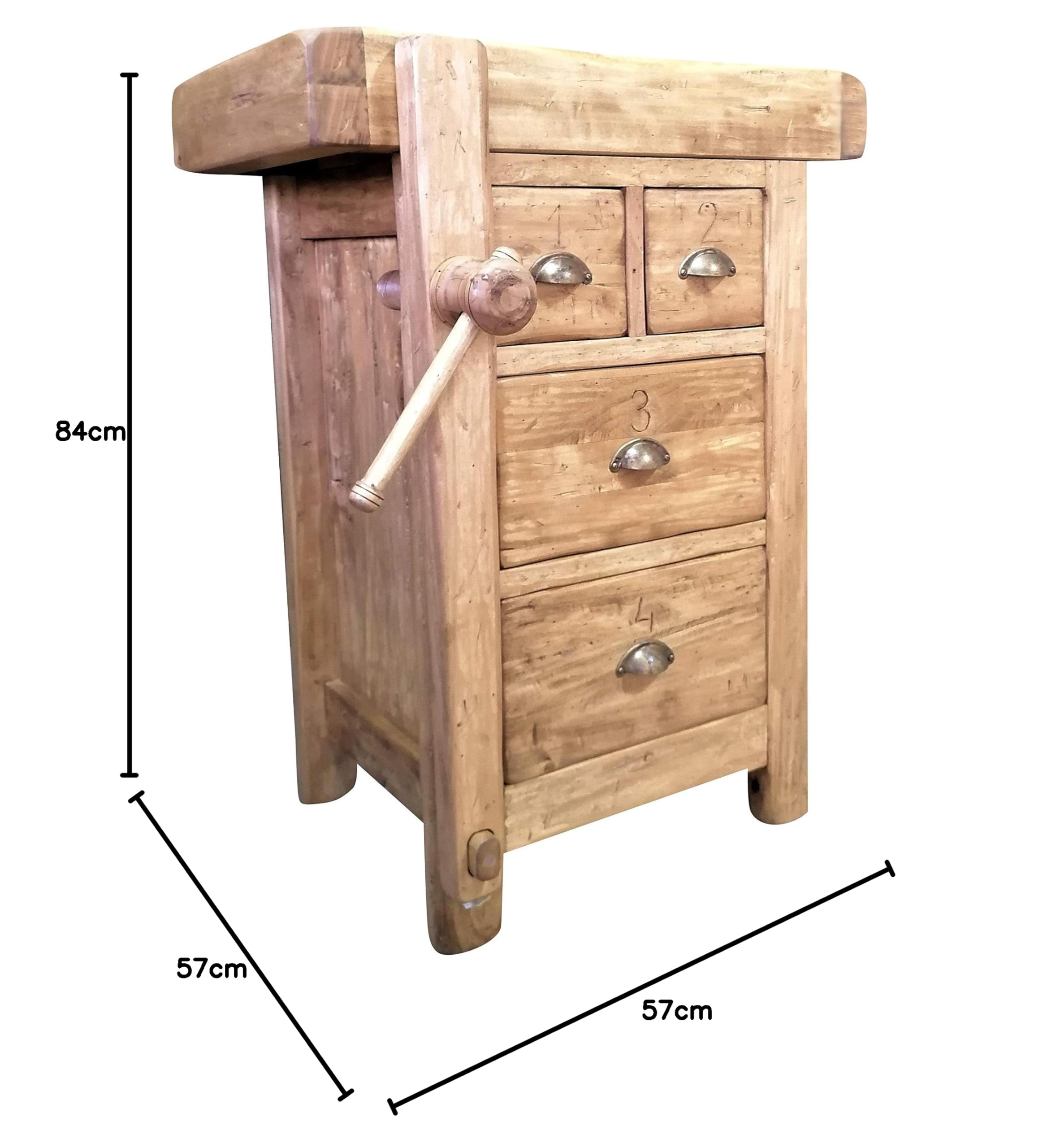 Biscottini Mesa Alta de Trabajo, 82 x 57 x 64 cm, Fabricada en Italia, Isla de Cocina, encimera de Madera Maciza, mostrador de Cocina, encimera de Madera