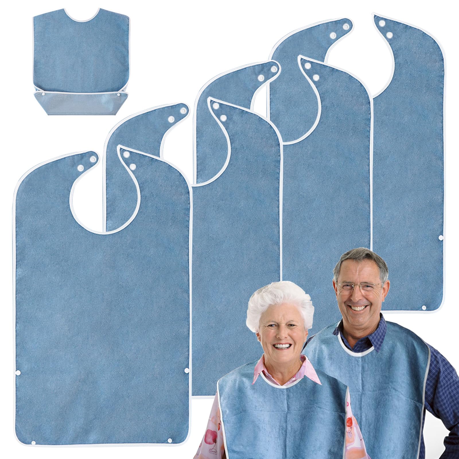 4 baberos para adultos, baberos impermeables para adultos, baberos para personas mayores, reutilizables, ajustables, unisex, protección de ropa para madre, padre, ancianos, discapacitados