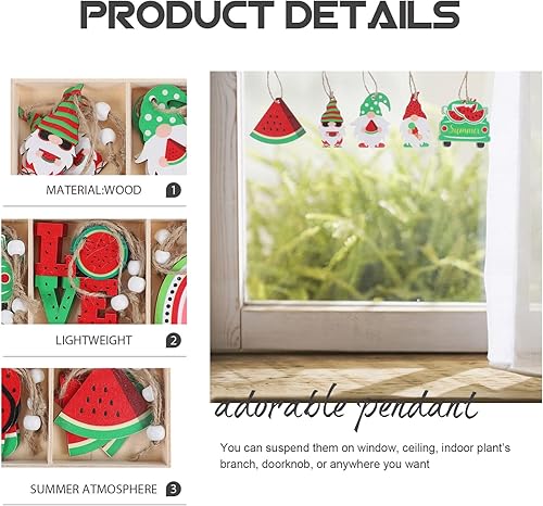 Miniatura 9 de Didiseaon 1 juego de adornos de fruta de verano, decoraciones de gnomo de madera, decoraciones de gnomo de madera, recortes de madera hawaiana,