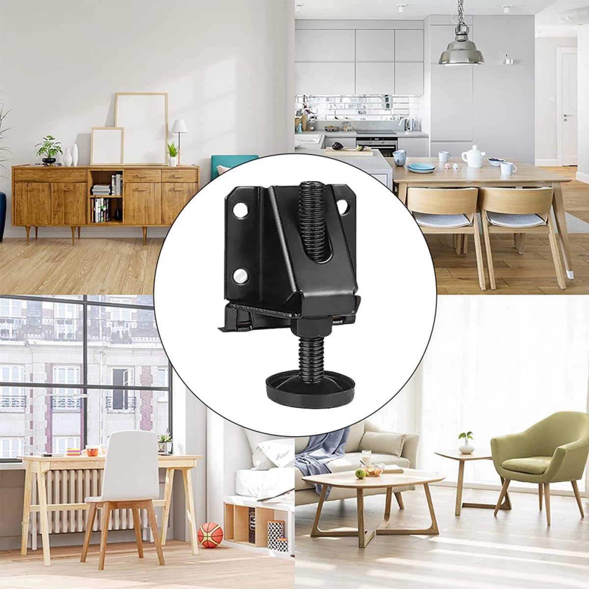4pcs Heavy Duty Adjustable Furniture Levelers Cold Rolled Steel Table Feet with Swivel Pads for Cabinets Wardrobes Workbenches Anti-Slip Floor Protectors