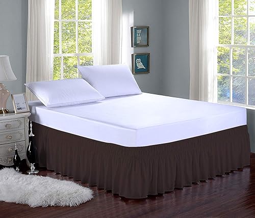 Falda de cama de 18.0in, tamaño king 100% algodón egipcio de 600 hilos, resistente a las arrugas y la decoloración, tamaño king (78 x 80 pulgadas),