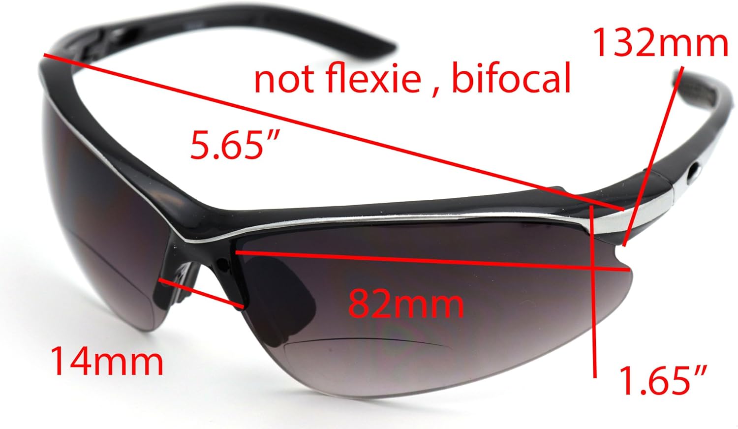 ColorViper Sports Double Injection Readers Flexie Reading Glasses size and color very (z1 shiny black metallic silver w/ bifocal, 1.00)