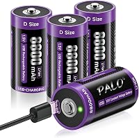 Mspalocell USB-C Újratölthető D Elem Akkumulátor 8800 mAh 1.5V Gyorstöltő Lítium Elem Töltőkábellel 4 Darabos Csomag 1