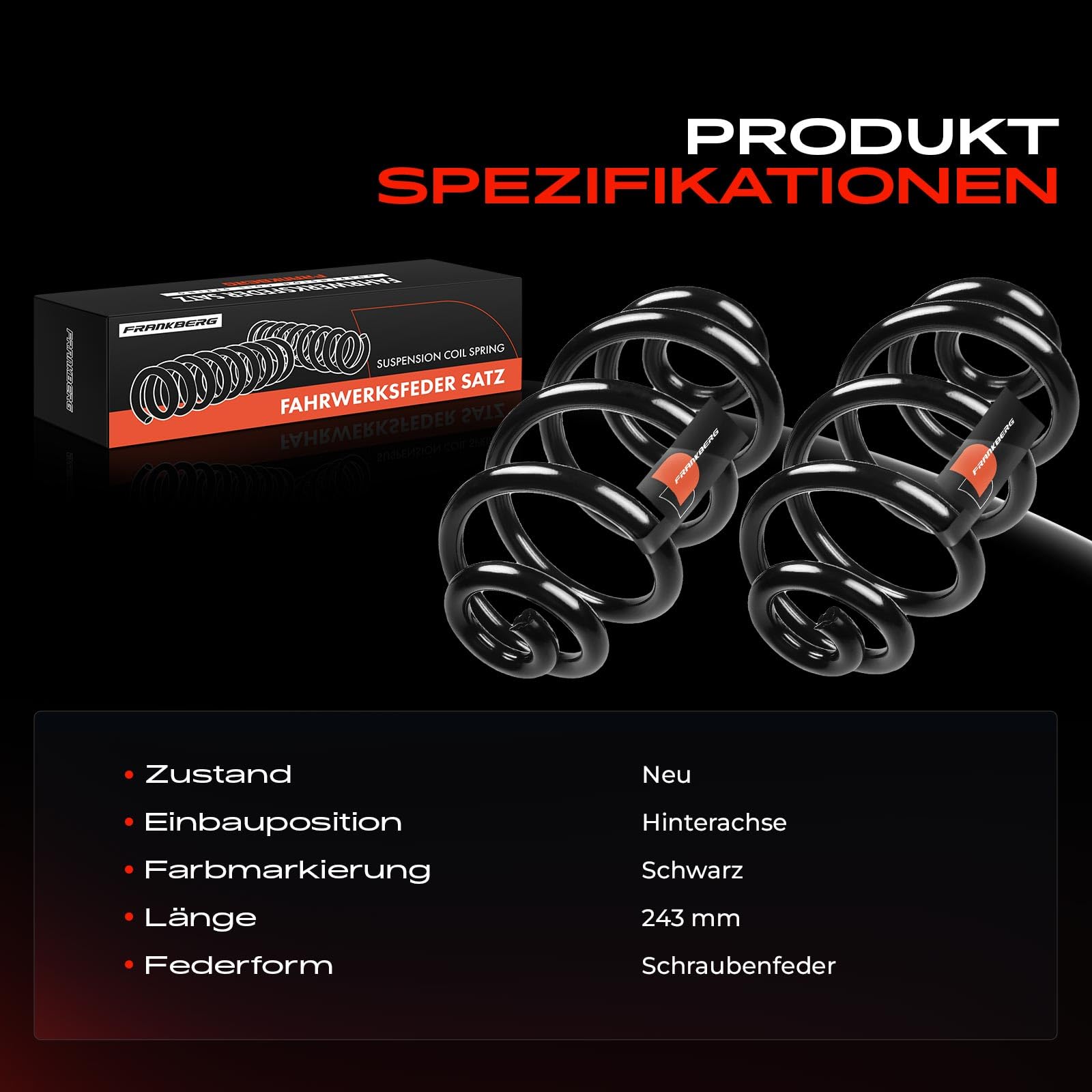 Frankberg 2x Muelles de chasis Compatible con Serie 3 Touring E46 316i 318i 318d 320d 320i 325i 328i 330i 330d Serie 3 Cabrio E46 318 Ci 320 Ci 323 Ci 325 Ci 330 Ci 6750756,33536750756