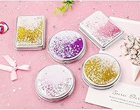 Vista 6 de HSYHERE Creative Quicksand Moving Sand Mini espejo de maquillaje compacto - Espejo de bolsillo de viaje plegable portátil de doble cara Dorado