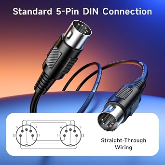 Cable Matters 2-Pack 5 Pin DIN MIDI Cable, 5 Pin MIDI Cable, 3ft