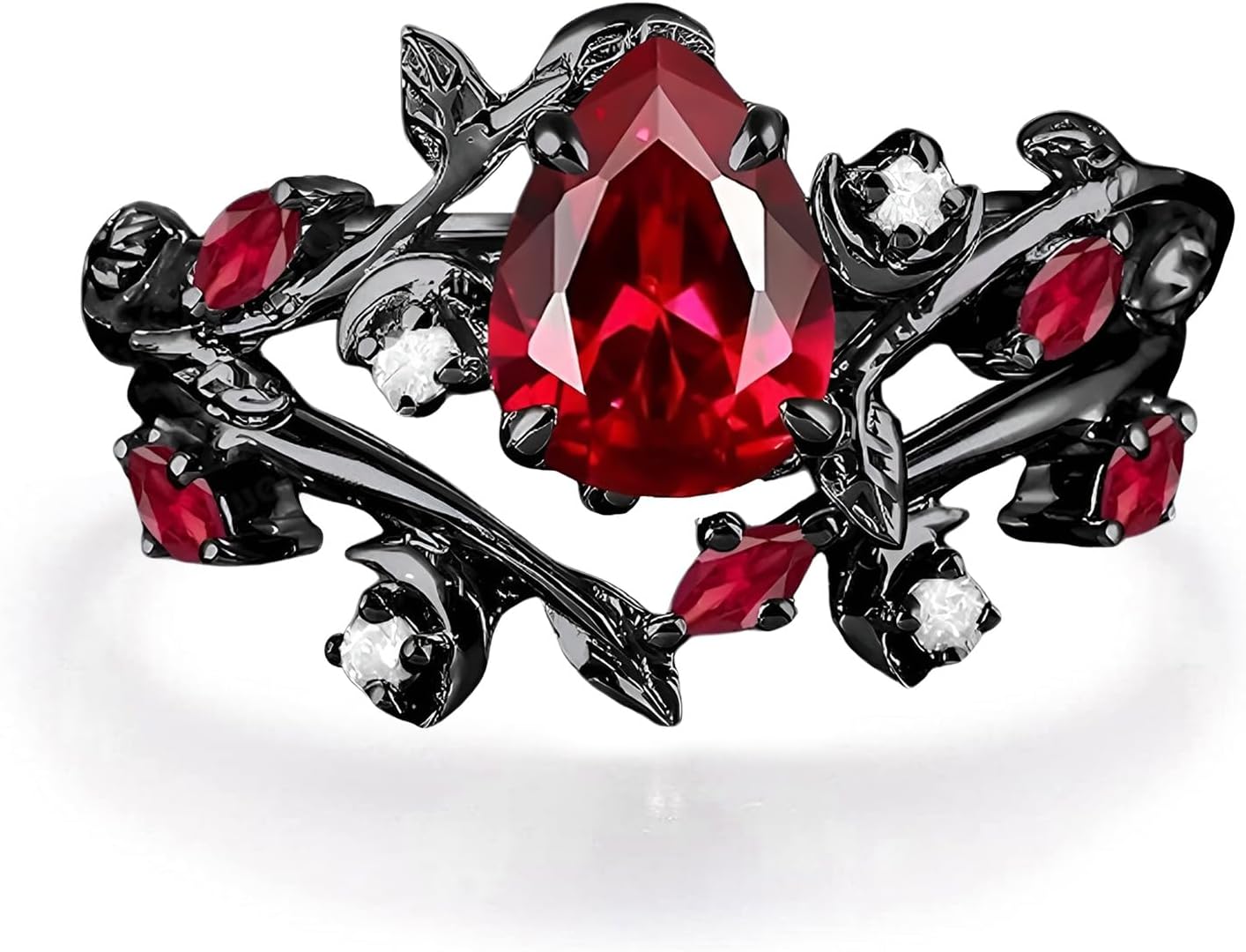 Created Ruby Rings Set for Women Red Created Ruby Wedding Band 925 Sterling 10K 14K 18K Gemstone Vintage Inspired Promise Ring for Anniversary Engagement Jewelry Gifts Size4-12