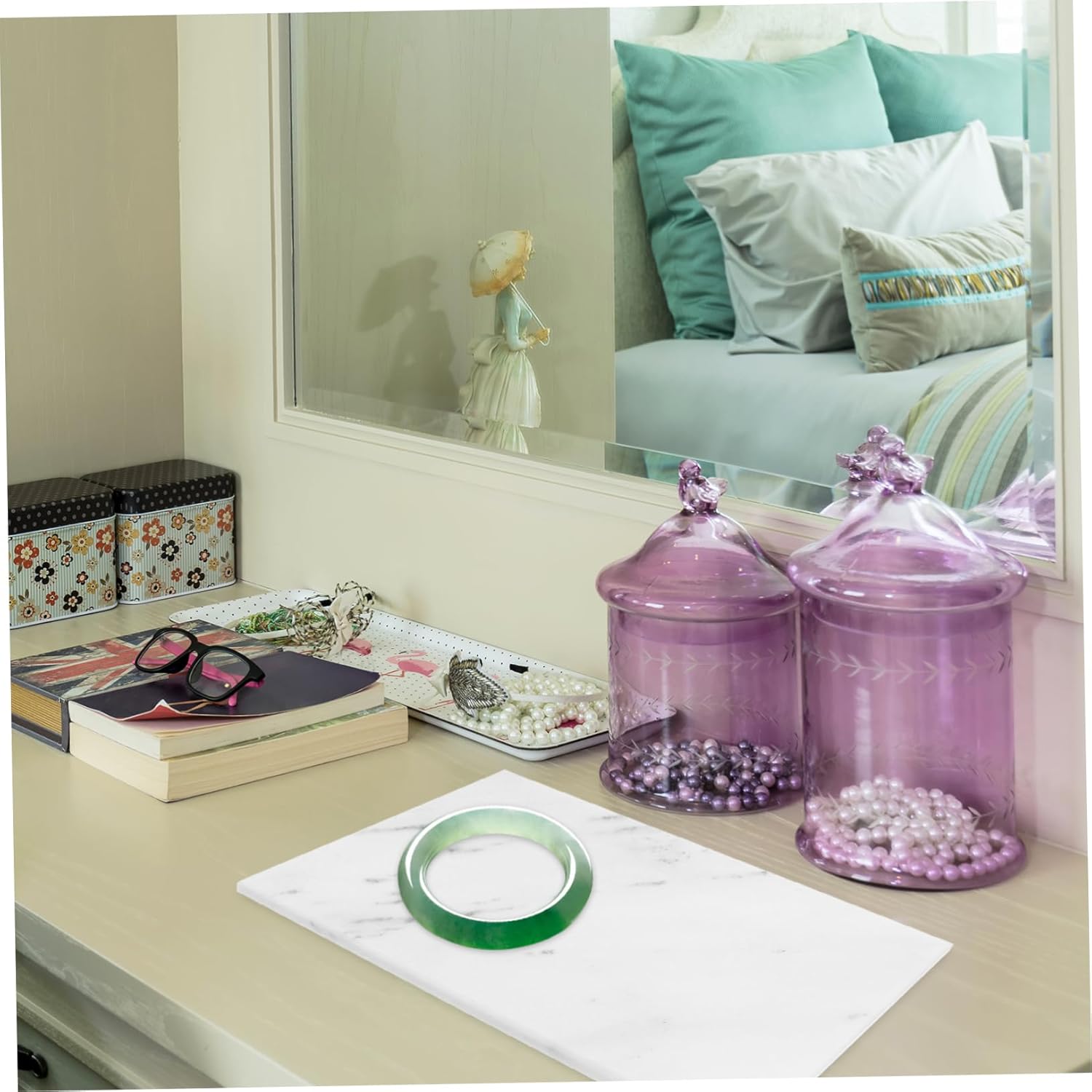 Decorative Rectangle Marble Tray for Bathroom and Kitchen Lightweight Natural Storage Tray for Jewelry Keys and Makeup Organizer for Entryway and Dresser