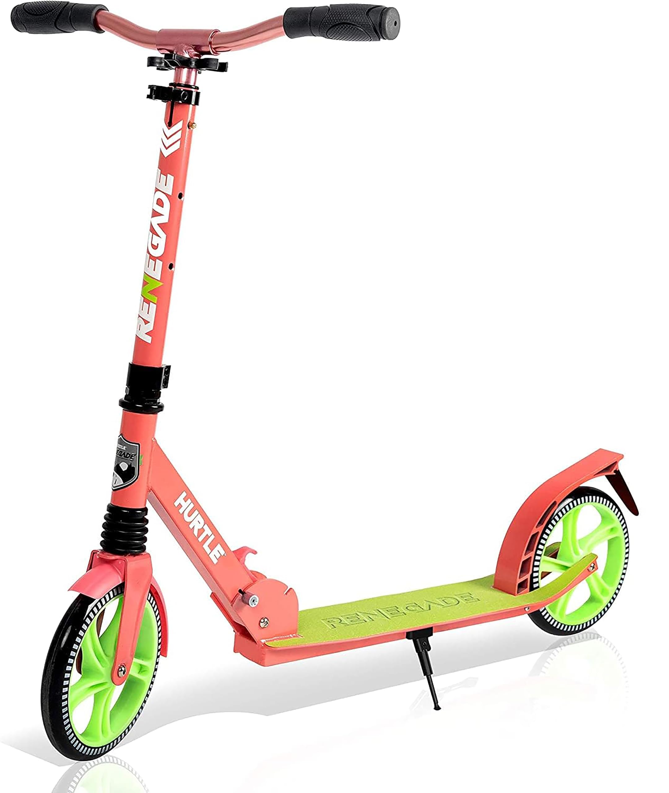 Renegade Kick Scooter for Kids, Teenagers & Adults - 2-Wheel Folding Scooter with Adjustable T-Bar Handlebar - Alloy Anti-Slip Deck