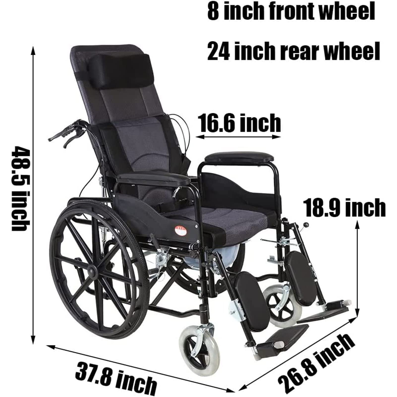 Reclinable Completo, Reclinable De Espalda Alta, Silla De Ruedas Plegable Al Aire Libre