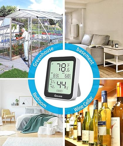 Vista 14 de Govee Higrómetro digital Bluetooth para interiores, medidor de humedad y temperatura de la habitación con monitoreo remoto de aplicaciones, pantalla